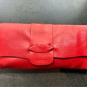 Red Leather Clutch by TUOH